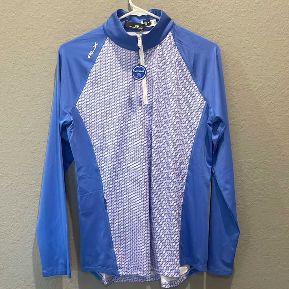 RLX Ralph Lauren Blue and White Women's Top